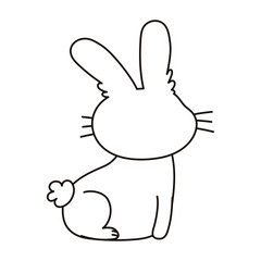 back view rabbit animal cartoon isolated icon line style