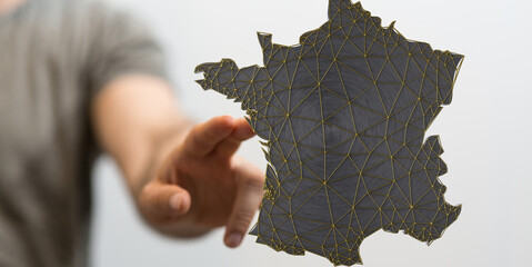digital france map of the country 3d
