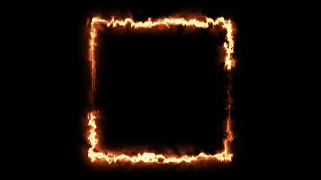 Square Fire Frame on alpha channel background.	
