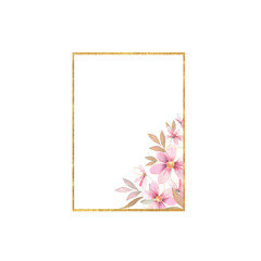 Design golden geometric print frame. Floral Wedding card decor. Element for design