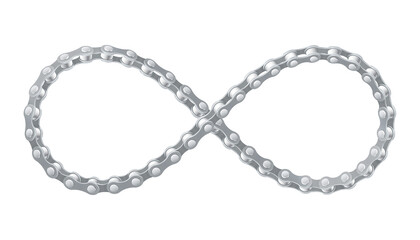 Bicycle chain twisted like Infinity sign. Realistic vector illustration.