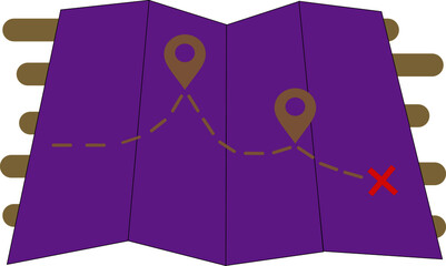 Violet, purple map with points and markers