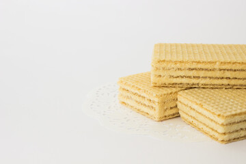 Ukrainian lemon waffles on white background