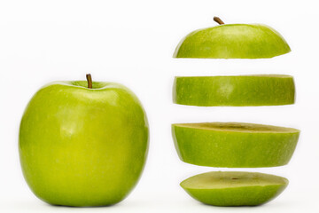 green apples on white background