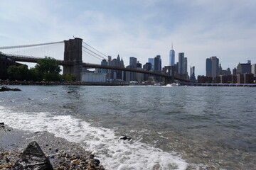 city bridge and city skyline brooklyn bridge manhattan bridage