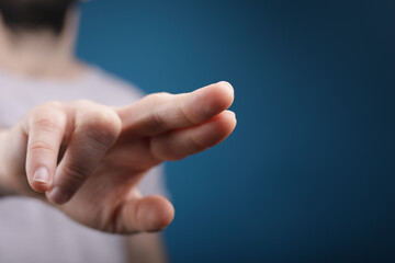 Naklejka premium touching young man finger pointing touch