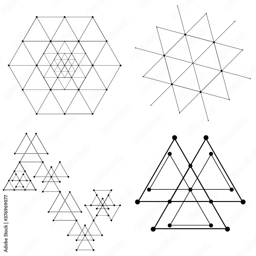 Poster triangles and circles design element . triangular logo . vector lines, low poly object, trigonometry