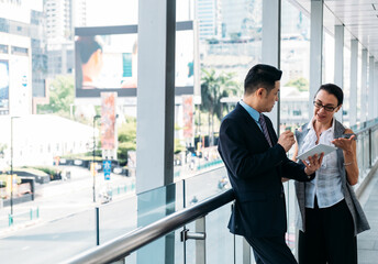 Business people using digital tablet stock photo