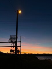 power lines at sunset