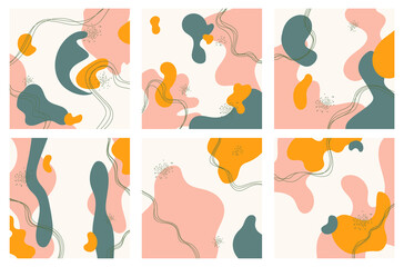 trendy doodle shapes and abstract. creative outline doodles abstract shapes. graphic design for background or frame text. abstract isolated art elements flyer, booklet, card, cover vector illustration