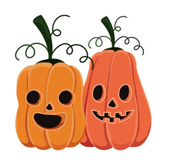 Halloween pumpkins cartoons vector design