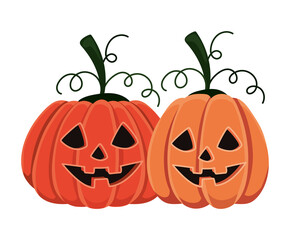 Halloween pumpkins cartoons vector design
