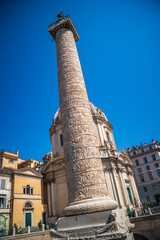 Fototapeta premium Trajan's column and Ruins of Trajan's Forum, Rome