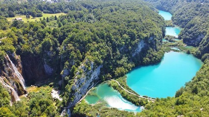The stunning Plitvice Lakes National Park, Croatia. Unique blue lakes. Natural beauty