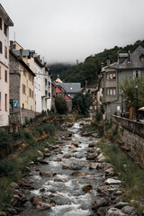 Fototapeta na wymiar Image of the center of the town of vielha, during a cloudy summer day in the catalan pyrenees