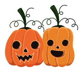Halloween pumpkins cartoons vector design