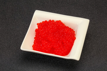 Red salmon caviar in the bowl
