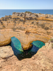Heart shapped rocks at Praia da Marinha in Algarve, South Portugal
