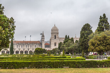 View of the Jeronimos Monastery in Belem area, Lisbon - Portugal