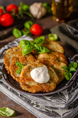 Potato pancakes with garlic and herbs