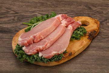 Raw pork steak for cooking