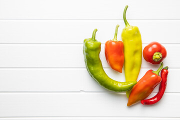 Various types of peppers vegetables