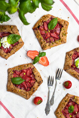 Strawberry galette with basil and pistachio 