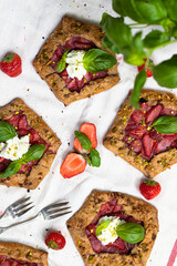 Strawberry galette with basil and pistachio 