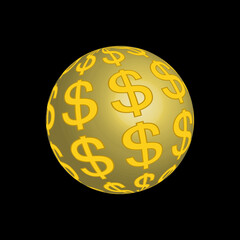 An abstract golden dollar sign sphere shape background image.