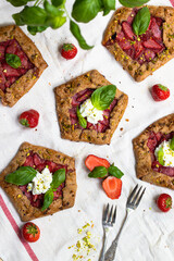 Strawberry galette with basil and pistachio 