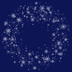 Snowflakes. Snow, snowfall. Falling scattered white snowflakes on a gradient background. Vector	