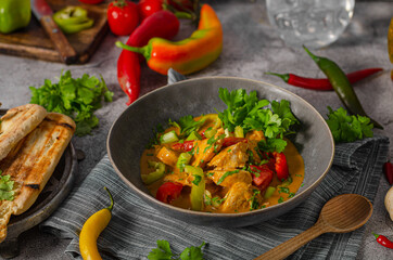 Spicy curry with meat and vegetable