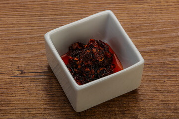 Fried chili pepper sauce with oil