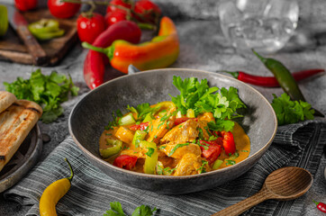 Spicy curry with meat and vegetable