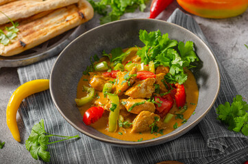 Spicy curry with meat and vegetable
