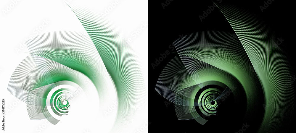 Aufkleber engine blades of different sizes rotate in the same direction. set of identical abstract fractal gra