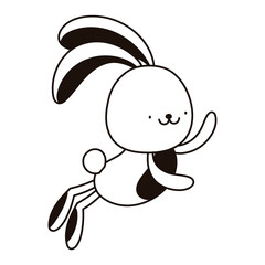 jump rabbit animal cartoon isolated icon line style
