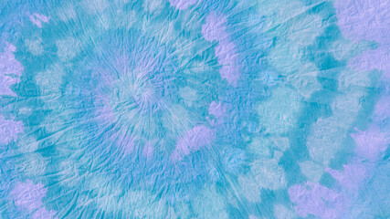 Aqua Tie Dye Pattern. Ink Painted Spiral. Sea 