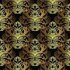 Golden 3d decorative pattern on black background