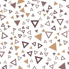 Seamless geometric pattern of repeating triangles of different sizes in beige tones. Vector EPS 10