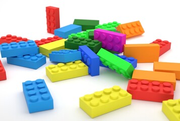 Colorful plastic toy blocks construction brick