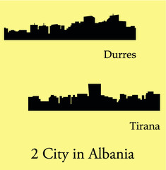 Naklejka premium Set of 2 city silhouette in Albania ( Durres, Tirana )