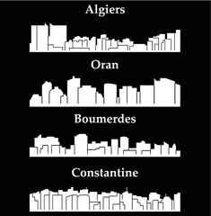 Obraz premium Set of 4 City silhouette in Algeria ( Algiers, Oran, Constantine, Boumerdes )