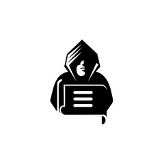 Hacker Icon, spy agent, Security shield. .Logo for buttons, websites, mobile apps and other design needs.
