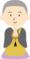 お坊さん　合掌　正座　笑顔