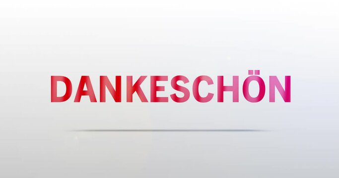 Dankesch&ouml;n. Partikel Logo. Text Animation. Rotes Wort auf grauem Hintergrund. Hochwertiges Intro