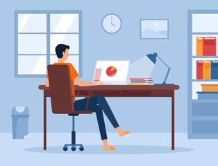 flat vector work from home workplace concept and business smart working online connect anywhere concept