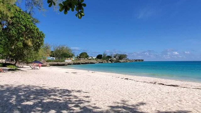 Empty beach views of Enterprise Beach also known as Miami Beach in Barbados, Caribbean