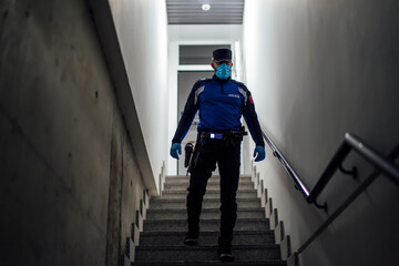 police starting their work day on the night shift