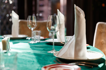 Restaurant's table prepared for celebrating event 2021.